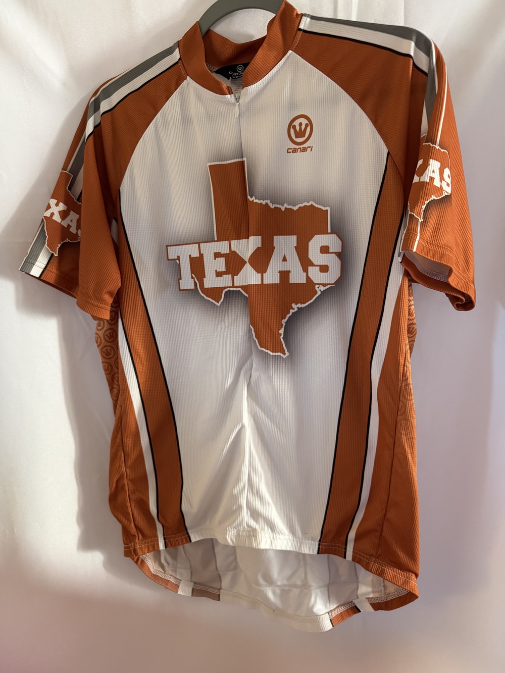 Texas State Lone Star Men's Cycling Jersey Orange White Size L Short Sleeve Zip